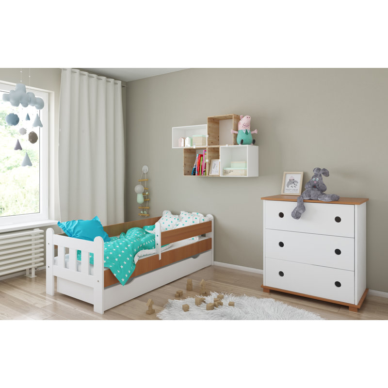 Sherri bed with drawer and mattress, Alder, European Toddler (160 x 80 cm)