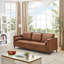 Canapé trois places en cuir – Canapé profond de style moderne du milieu du siècle (218 cm) avec dossier confortable, en cuir brun, imperméable et surdimensionné, idéal pour le salon ou le bureau.