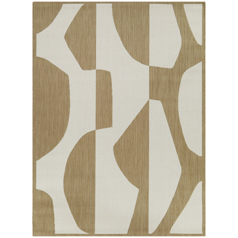 Tapis intérieur / extérieur en polypropylène tissé à la machine Emmie, Rectangle 5 pi 3 po x 7 pi