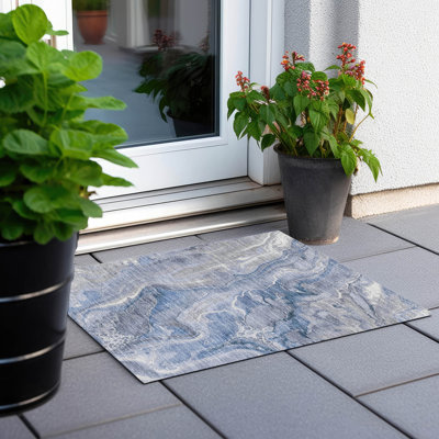Machine Washable Indoor/Outdoor Cinead ACN1681 Denim Rug