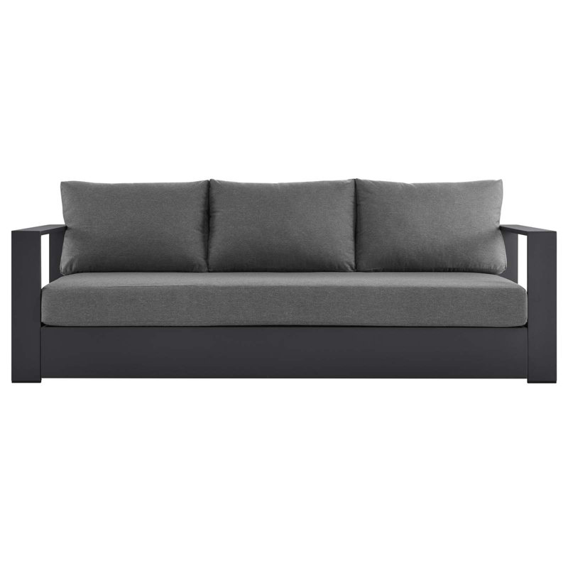  Tahoe Outdoor Patio Powder-Coated Aluminum Sofa, Grey, Charcoal