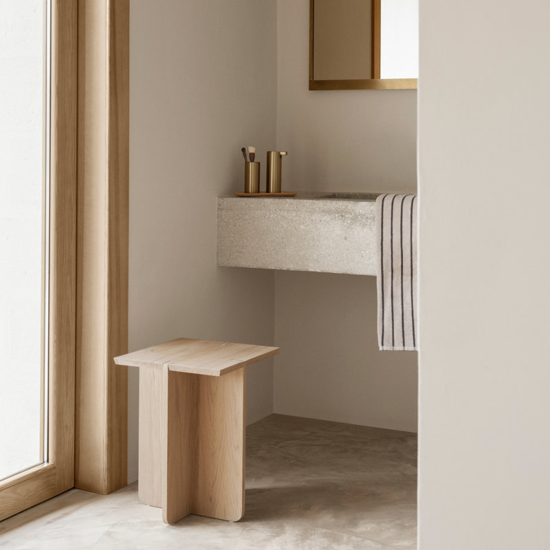 ENGAWA Black Oak Stool, Natural White