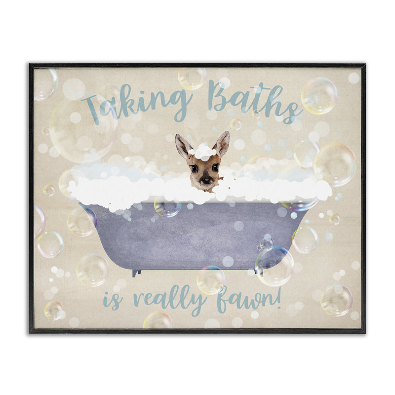 «Take Baths Is Fawn», estampe numérique, design par Susan Arnot, H 11 po x l 14 po, Giclée encadrée noir minuit
