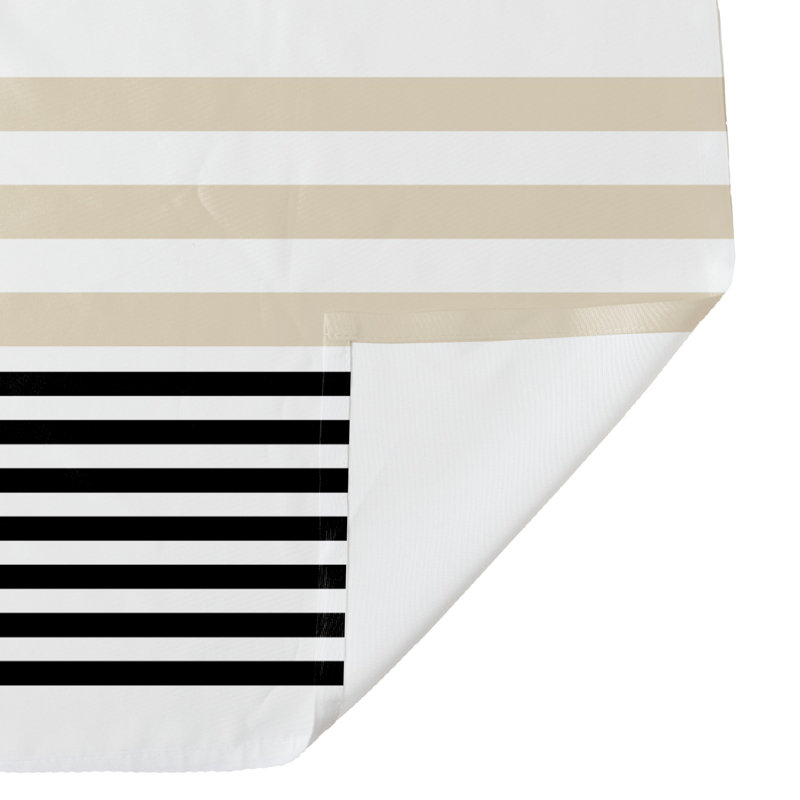 Maurine Stripes Single Shower Curtain, Beige/Black