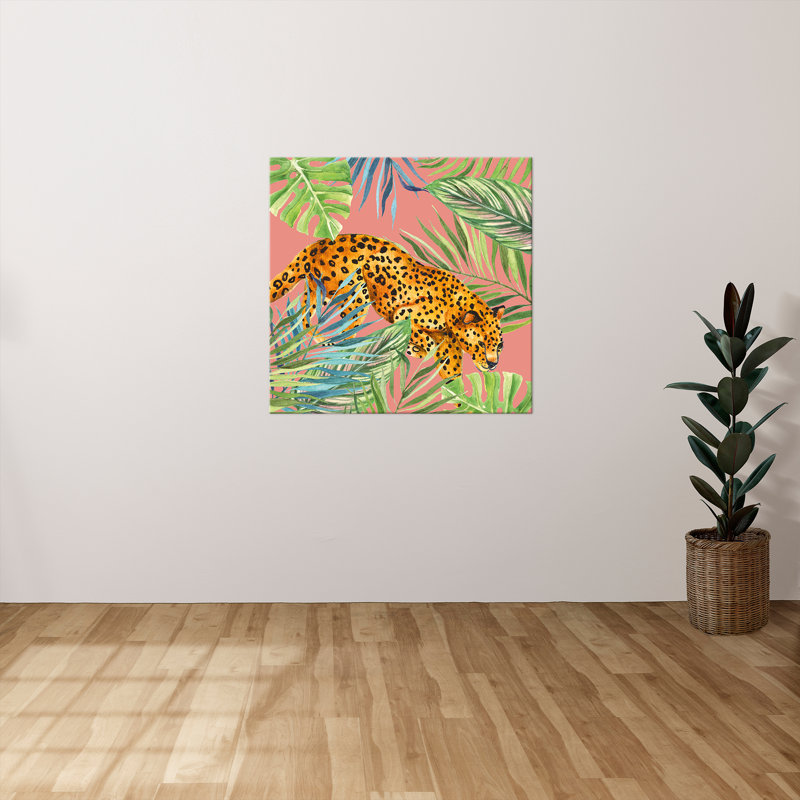 "Tropical Cat I" by Tava Studios Print on Canvas, H 18 po x l 18 po x P 1 po