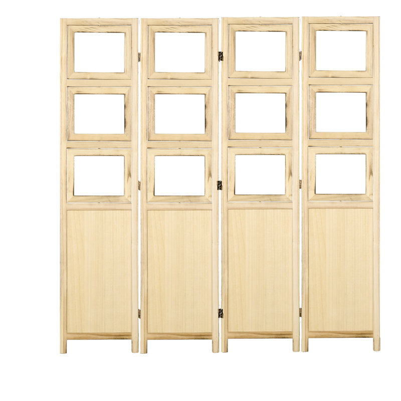 Cloison 4 panneaux en bois massif l 63 po x H 67 po Borendy