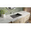 Lavabo de salle de bain encastré en pierre noire encastré en résine de 25,2 po x 16,1 po Badeloft UB-04-L-MBLK-138187392