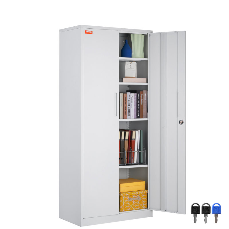 Metal Single Storage Cabinet ( 179.8cm H x 80cm W x 40cm D), White