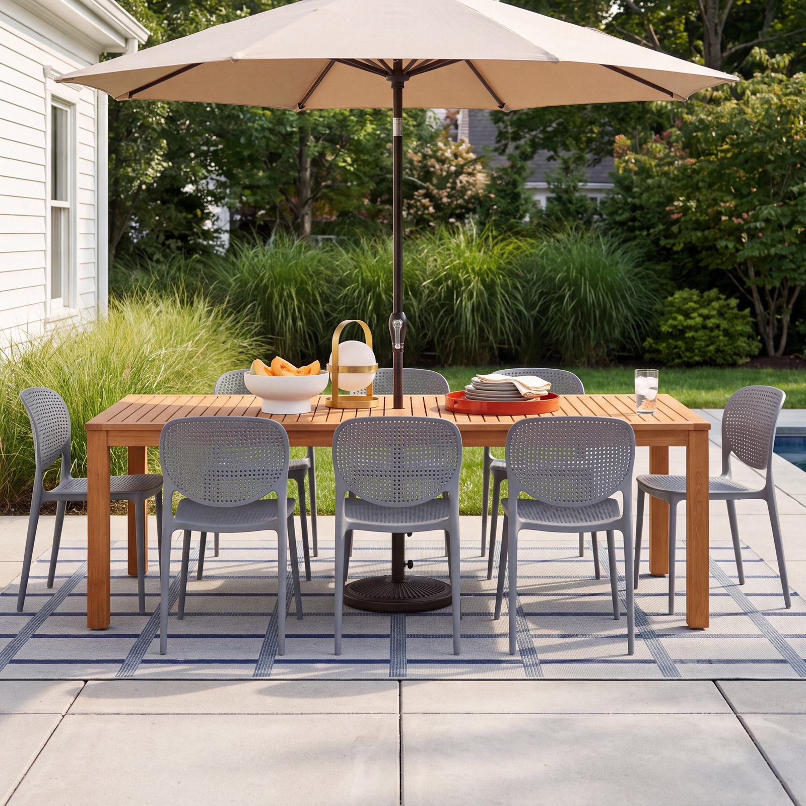 Anautica 88" Eucalyptus Patio Dining Set