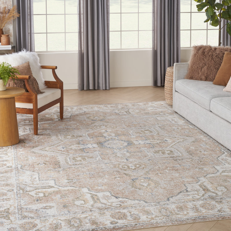 Tapis beige lavable à la machine Laleia, Rectangle 7 pi 10 po x 10 pi