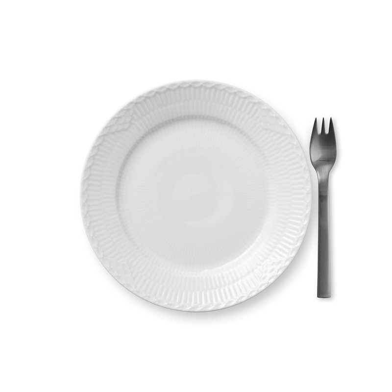 White Fluted Half Lace Royal Copenhagen 7.4803" Salad or Dessert Plate