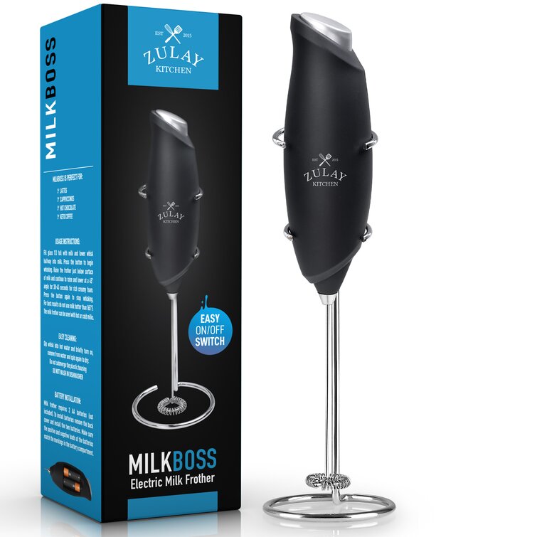 Zulay Kitchen Milk Frother Handheld Easy-to-Grip Hand Mixer