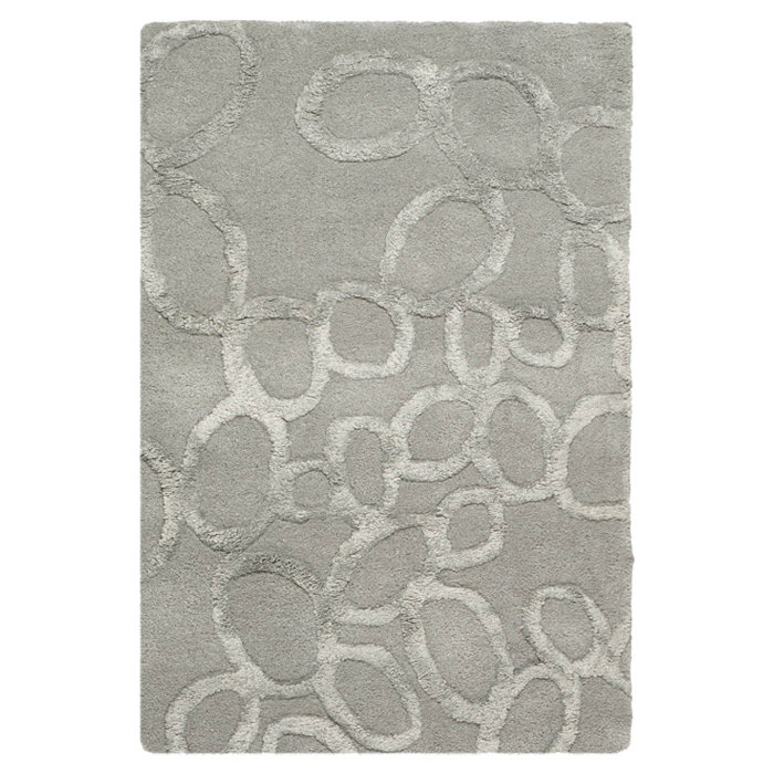 Claudian Hand Tufted Wool/Cotton/Viscose Geometric Rug in Grey