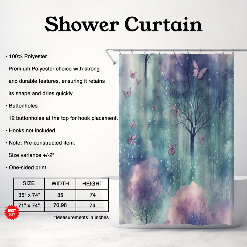 Forest Bliss - Premium Shower Curtain, 74"H x 71"W