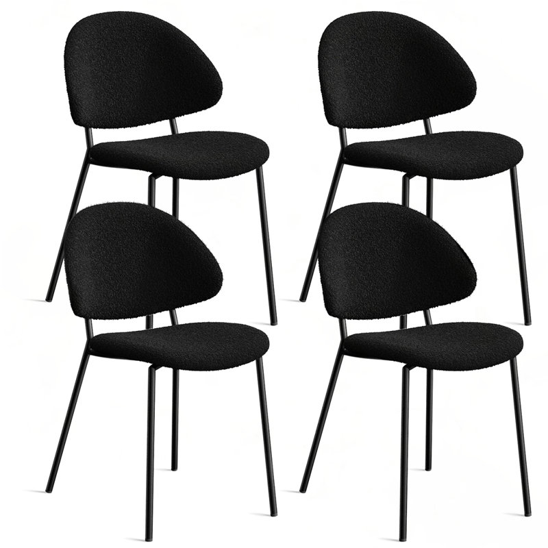 Ensemble de 4 chaises de salle à manger de style Mid-Century moderne, Noir