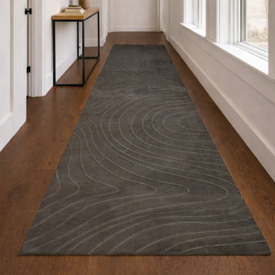 Somos Modern Machine Washable Charcoal Runner Rug
