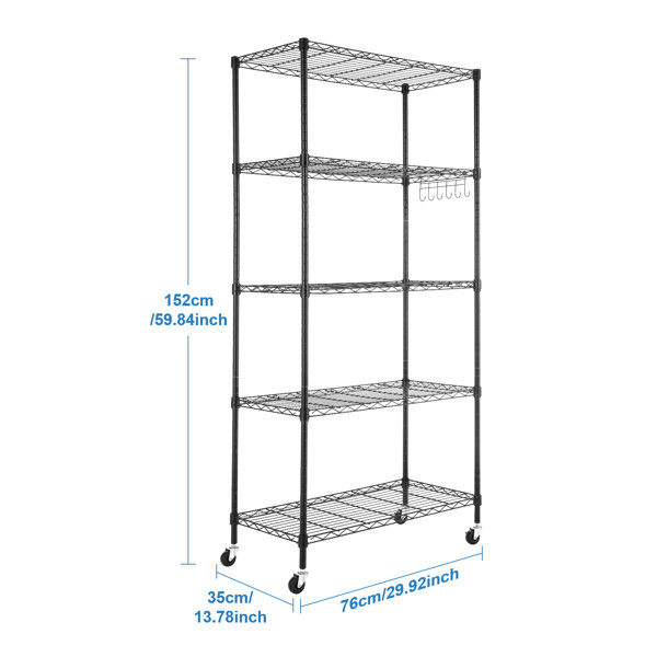Rebrilliant Lylla 29.9'' W Height -Adjustable Shelving Unit with Wheels ...