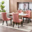Chaise de salle à manger avec housse en velours rose et pieds en bois, 2 chaises hautes, 2, coussin en mousse confortable et structure stable