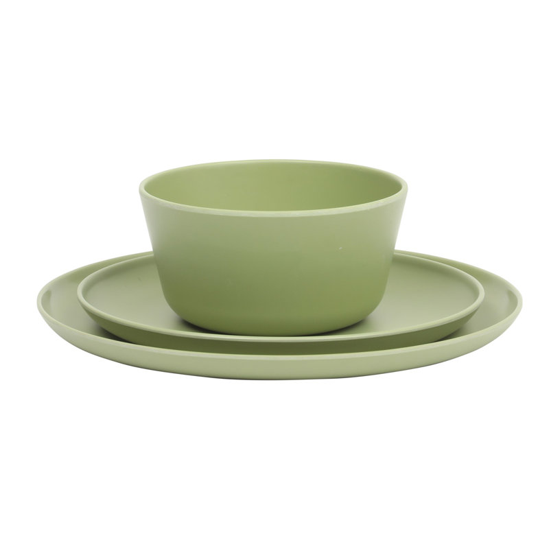 Service de table en mélamine 12 pièces Gibson Home Fairhope, Vert