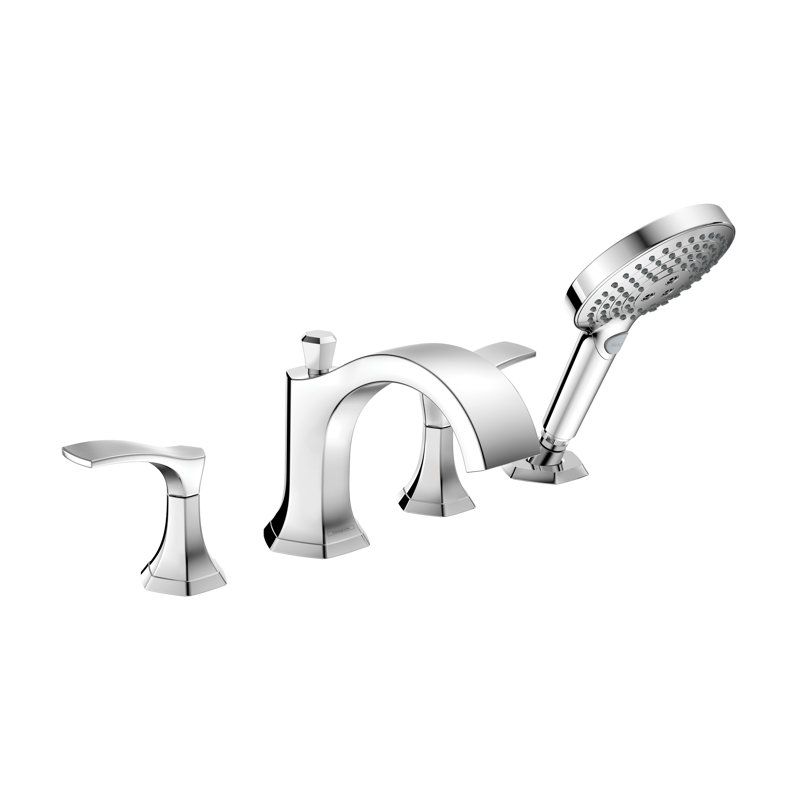 Locarno Double Handle Deck Mounted Roman Tub Faucet Trim, Chrome