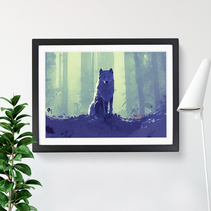 XH1022-10258X Wolf Art Painting Vol.1 - Single Picture Frame Print, 25cm H x 34cm W x 2cm D, Black