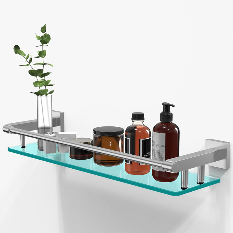 Tablette 20 pouces pour salle de bain, tablettes en verre nickel brossé