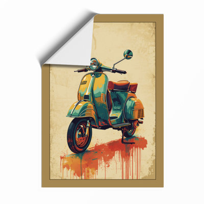 Vintage Scooter Drip Retro - Framed Print