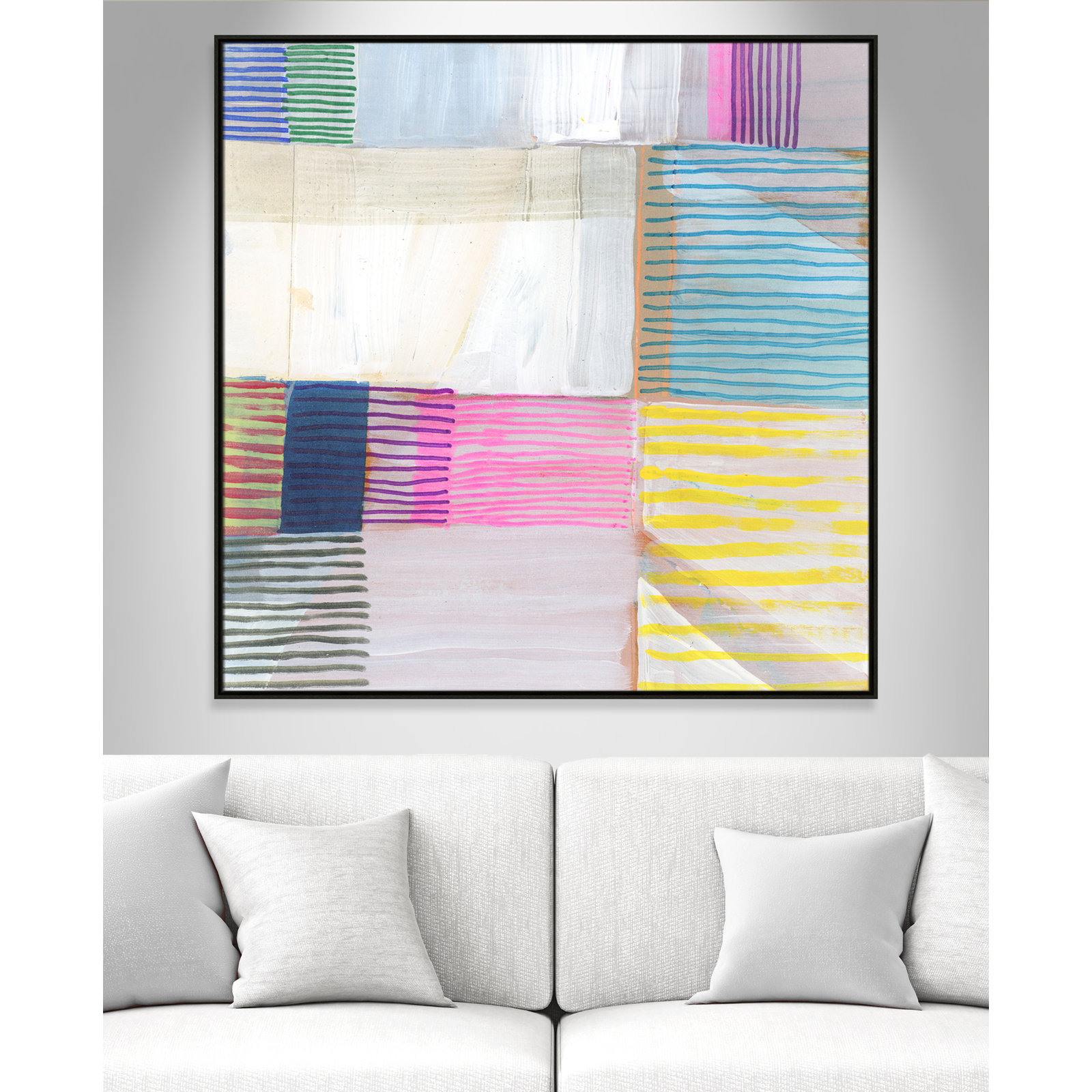 Clarendon "Bright Net II" Painting by Cartissi, Espresso Framed, 46.5" H x 46.5" W x 2" D