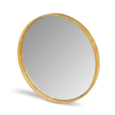 Coastal Cottage Round Rattan + Solid + Manufactured Wood Mirror