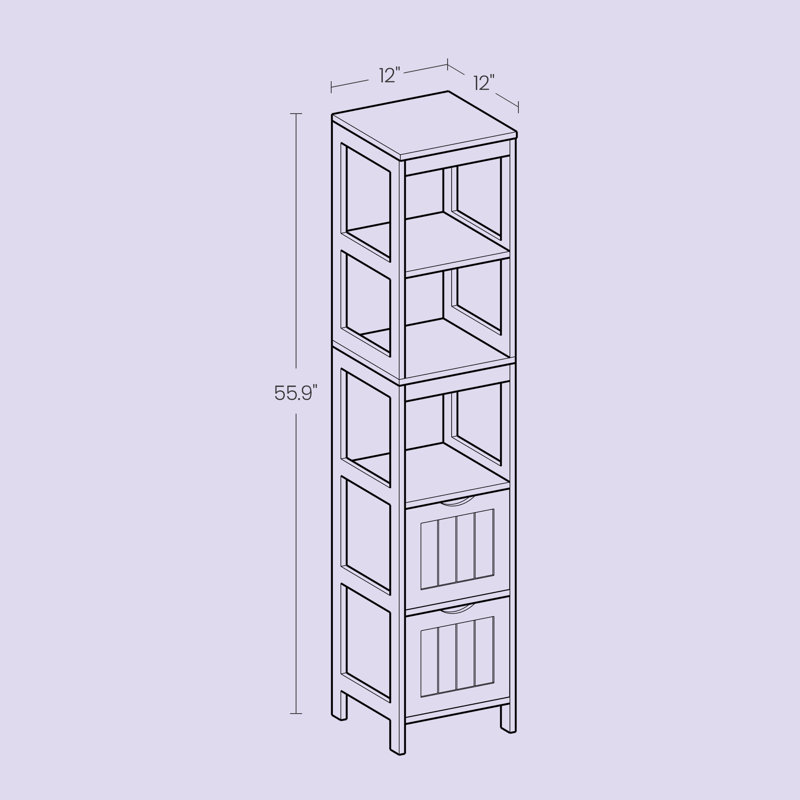 Oxfordshire Free-Standing Linen Cabinet, White, 55.9" Н x 12" W x 12" D