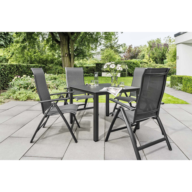 Multi-position chair with aluminum armrests, anthracite/anthracite, aluminum/outdoor fabric