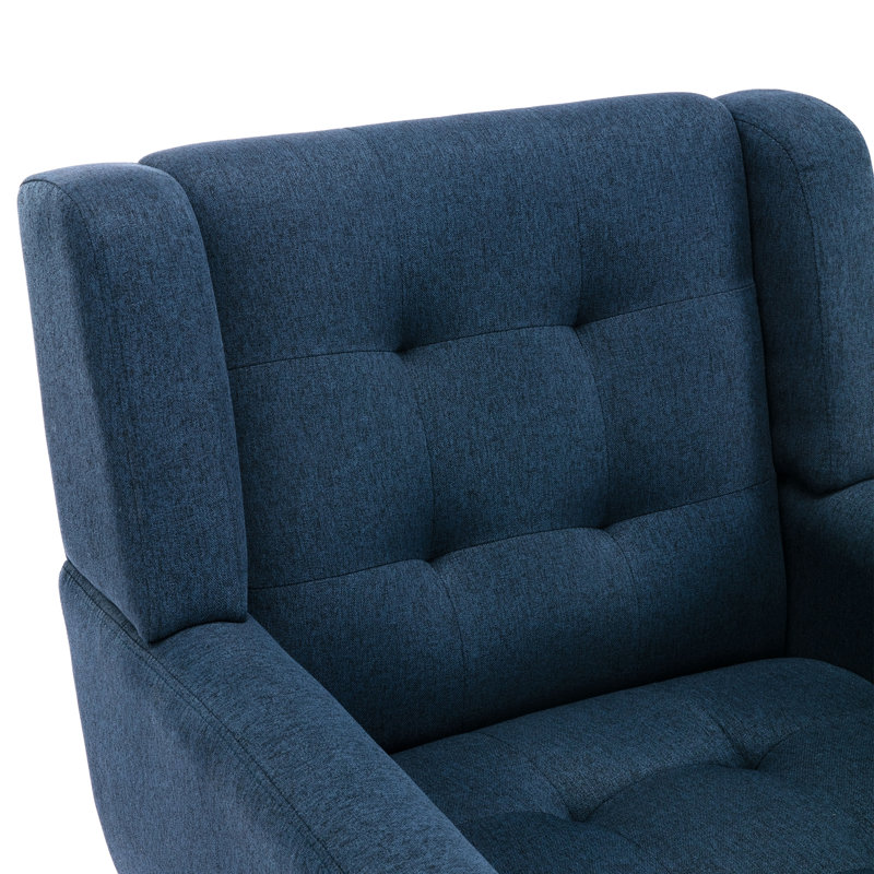 Fauteuil d'appoint Bolanle, Lin bleu marine