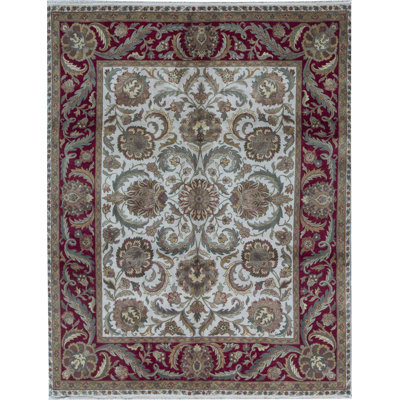 One-of-a-Kind Hand-Knotted High-Quality Ivory/Red/Brown Area Rug