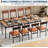 5-Piece Dining Table Set for 4, Wood & Metal Kitchen Dinner Table Set with 4 Upholstered Chairs, Modern Design and Space-Saving, for Dining Room, Apartment, Easy to Assemble, Brown-1165600617