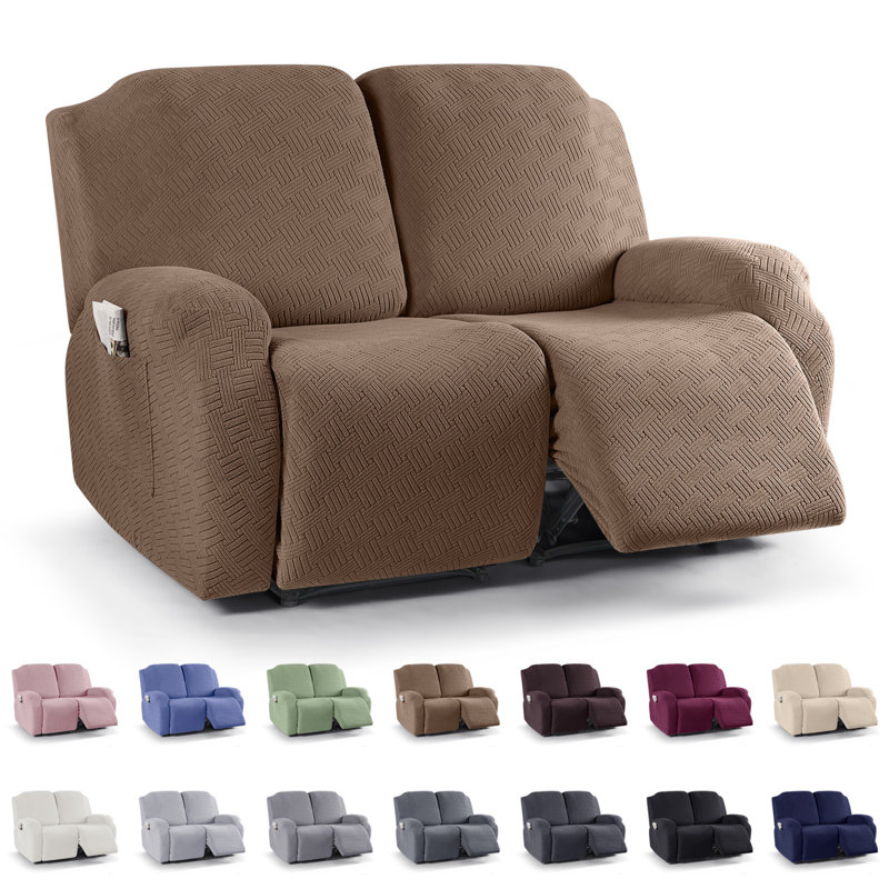 Fauteuil inclinable en jacquard avec siège élastique Wald 2 places, Café clair