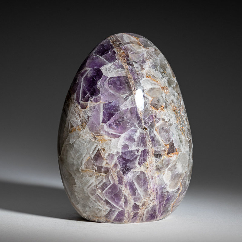 Véritable améthyste polie du Brésil (2,6 lb), Grey/Purple/Orange