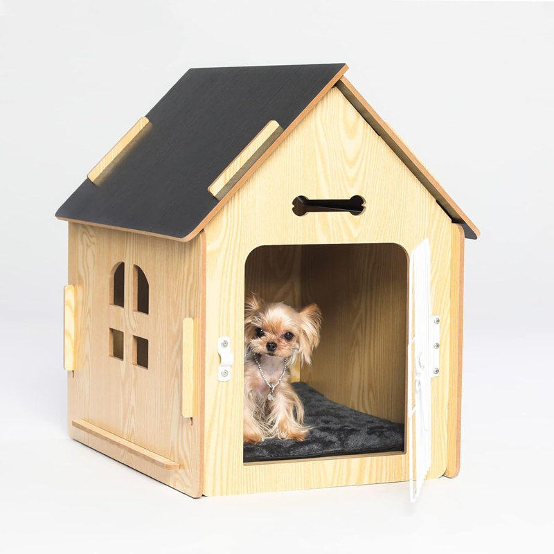 Niche pour animaux en bois Byrn, Gris / bois naturel