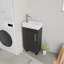 Combinaison de meuble-lavabo de salle de bain 16 po pour petits espaces, armoire de salle de bain autoportante avec lavabo en céramique encastré, portes de meuble-lavabo de rangement modernes à fermeture en douceur