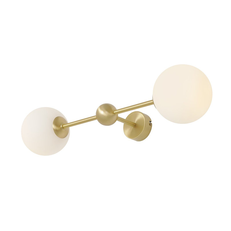 Hejira Steel Flush Mounted Sconce, brass, White, 14cm H x 59cm W x 22cm D