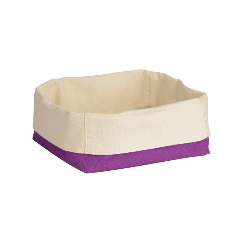 Symple Stuff Fabric Bread Basket, Purple/Cream