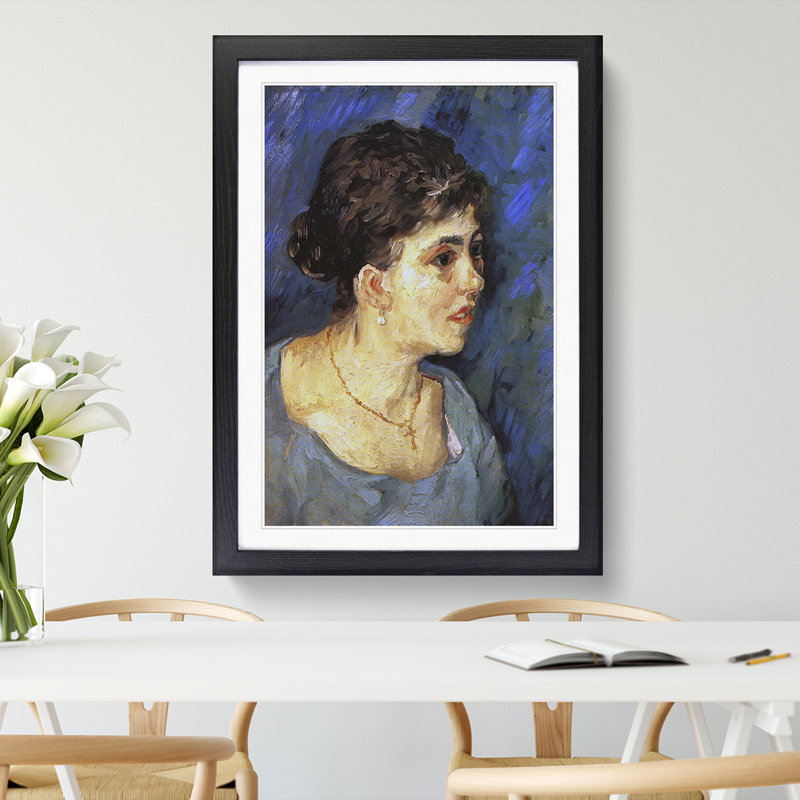 Woman in Blue by Vincent Van Gogh - Picture Frame Painting, Black Framed, 36cm H x 27cm W x 2cm D
