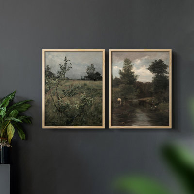«Vintage Landscape XXXII», impression giclée sur cadre - ensemble de 2