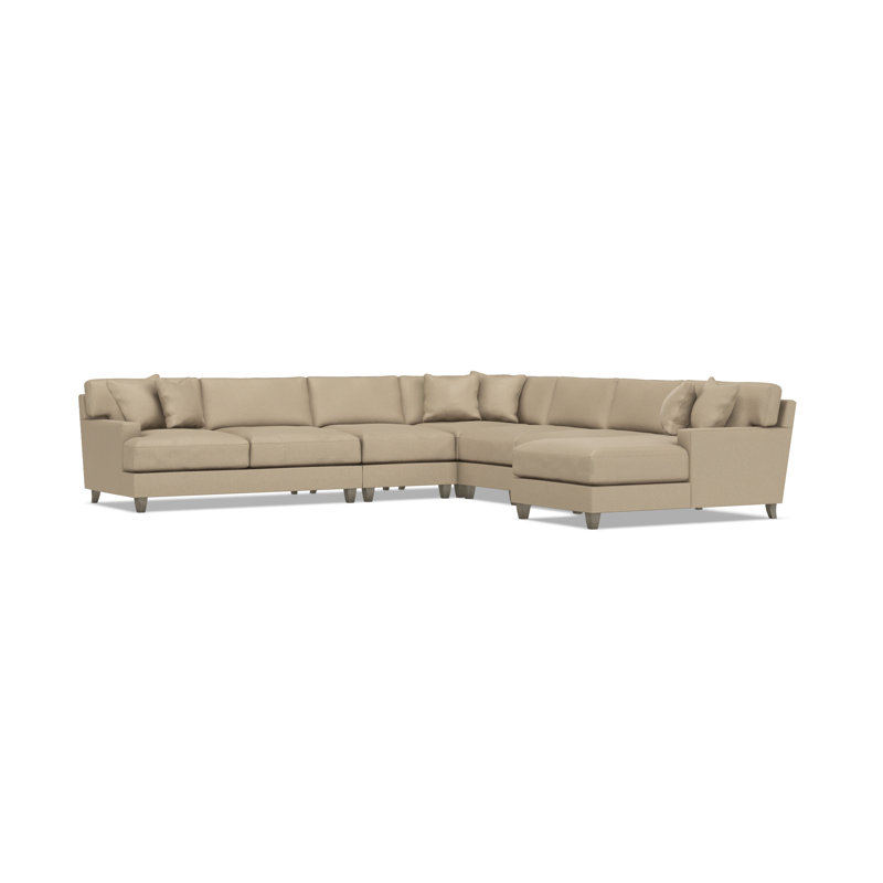 Bernhardt Mila 6-Piece Fabric Sectional, Tan Polyester, Right Hand Facing, 33.5" H x 137" W x 137" D
