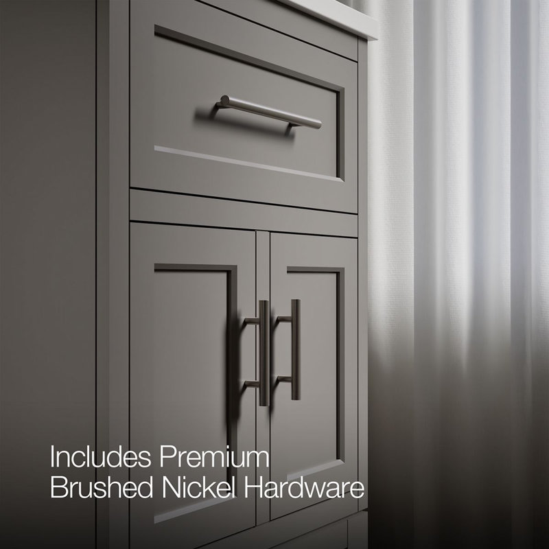 Quo 25'' Wall Mounted Single Bathroom Vanity with Solid Wood Top, Mohair Gray
