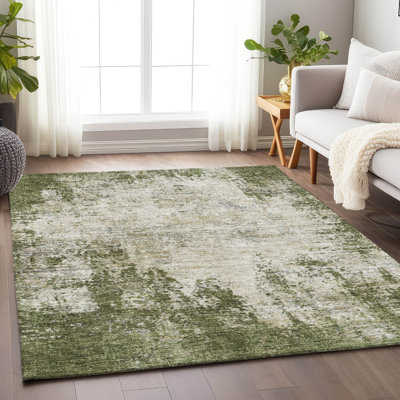 Premium Machine Washable Prisco Olive Rug