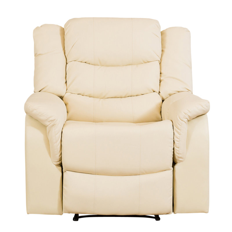 Sartin 94cm Wide Faux Leather Wall Recliner Standard Recliner, Cream