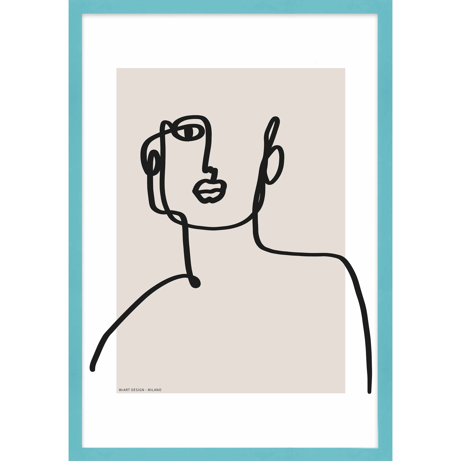 Romina Gadler "Figure and Form 2" Print, 25" H x 17.5" W x 1.25" D, Teal Framed Paper