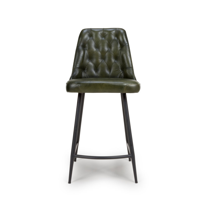 Ronja Upholstered Counter Stool with Metal Frame, Green