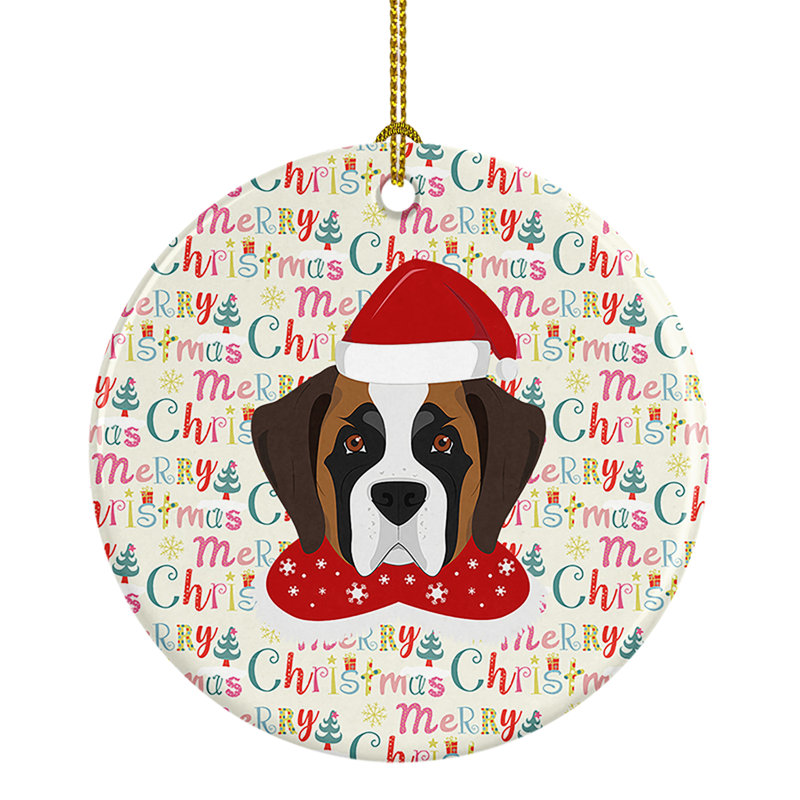 Ornement suspendu Saint Bernard Merry Christmas