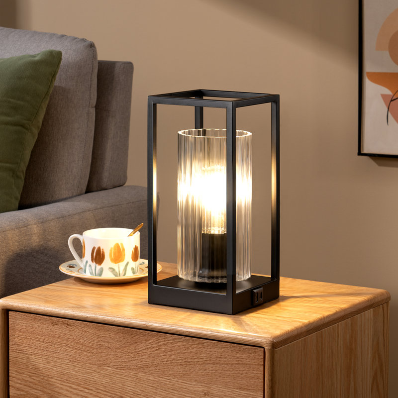 11.4" Dimmable Touch Control Table Lamp With Usb Ports, 3-Level Brightness, 3000K Dimmable Bulb Included